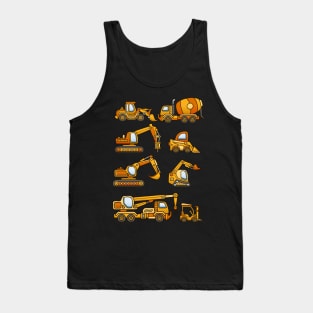 Excavator Dump Truck Dozer Concrete Mixer Construction Vehicles Tank Top